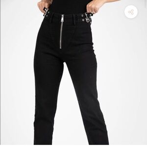 NWT Kittenish Black Buckle Denim Jeans, Sz 28